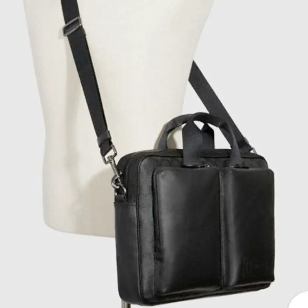 COACH Rider Briefcase Crossbody Bag Mens Signature Leather Laptop Office Travel